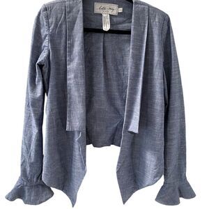 Katie May by Revolve chambray flounce sleeve open blazer Jacket small